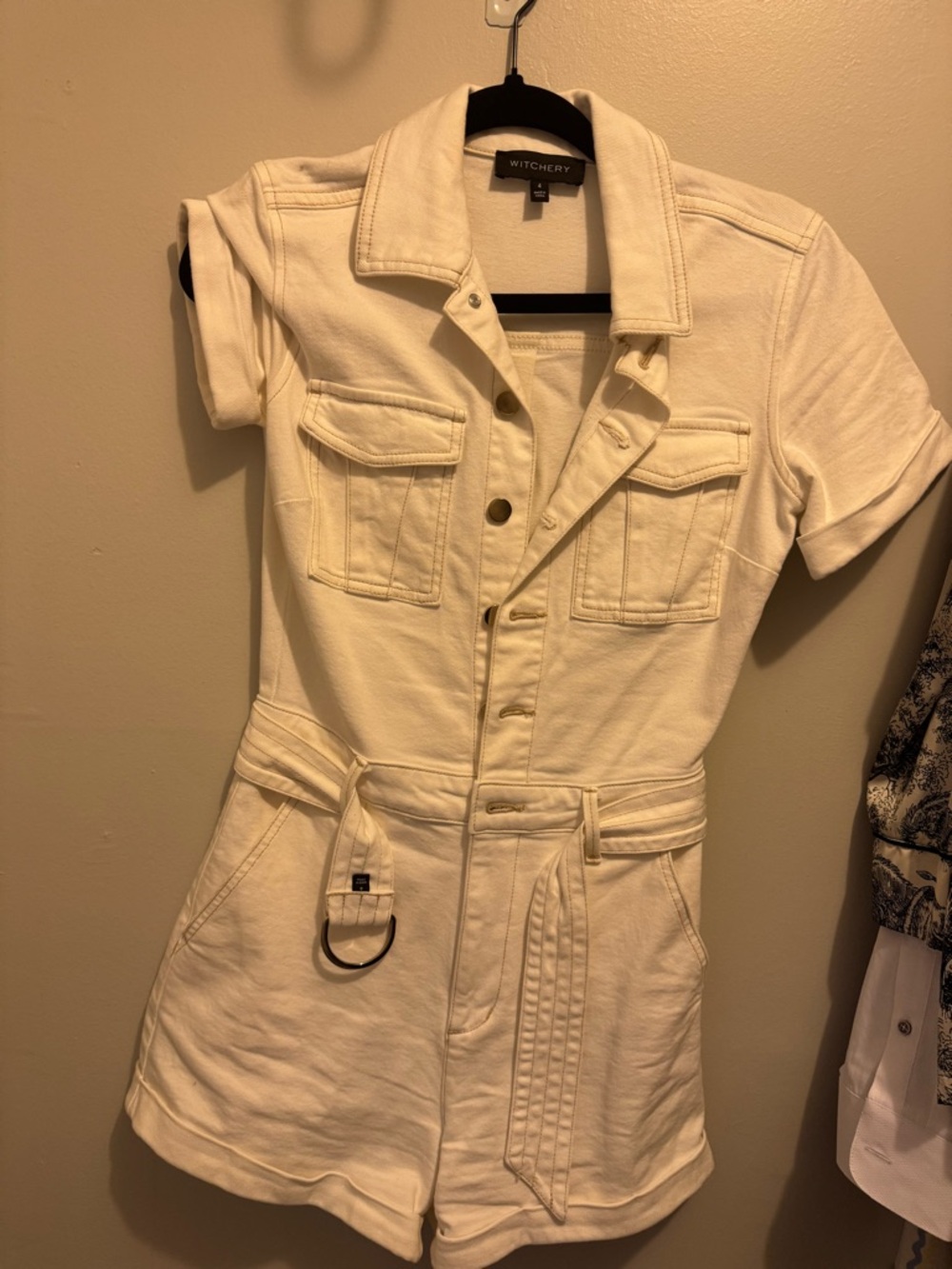 Witchery Ivory Short Sleeve Utility Romper
